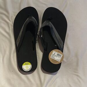Black Flip Flops with Gray Straps